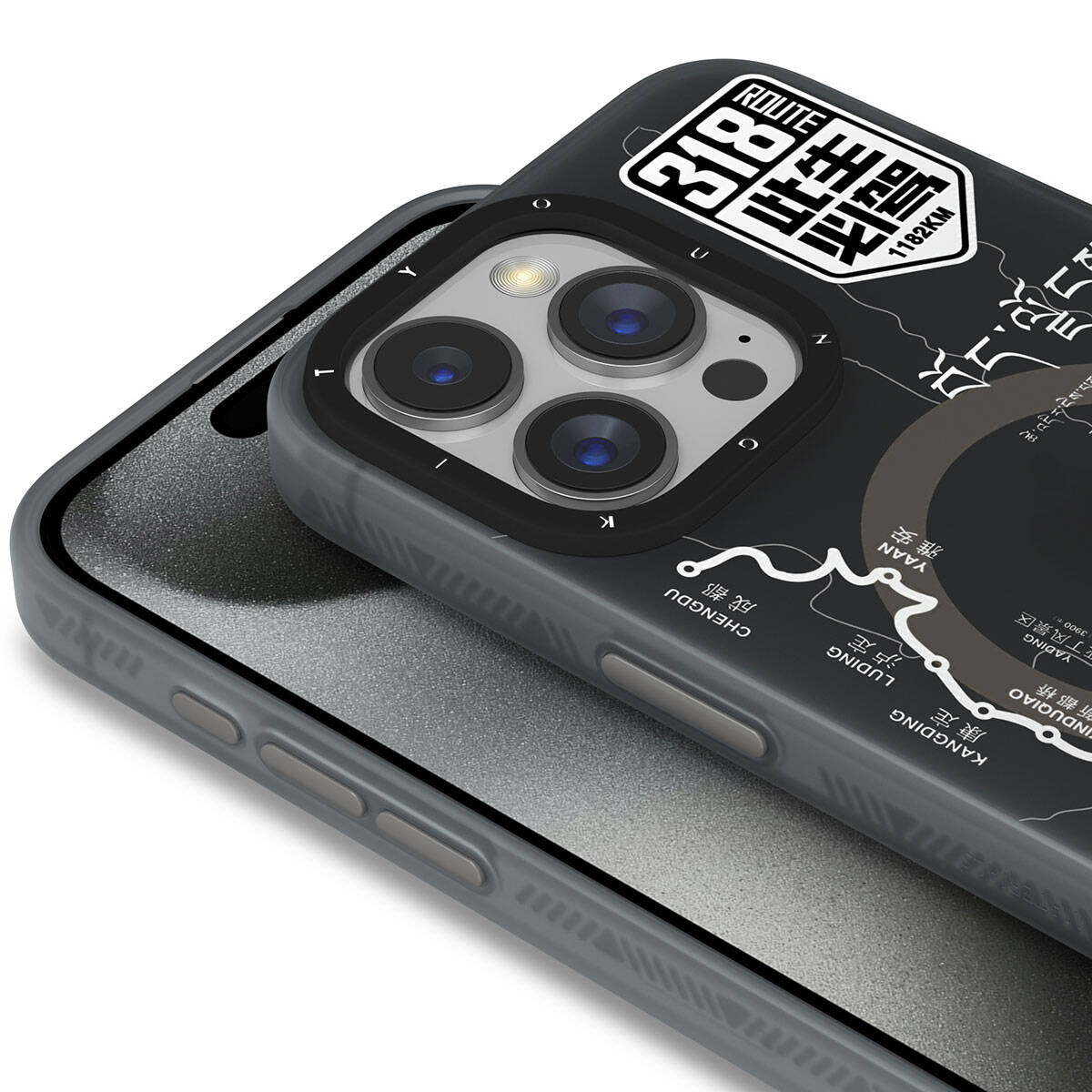 Apple iPhone 15 Pro Case M-safe Charging Feature Youngkit 318 Road Series Cover Black