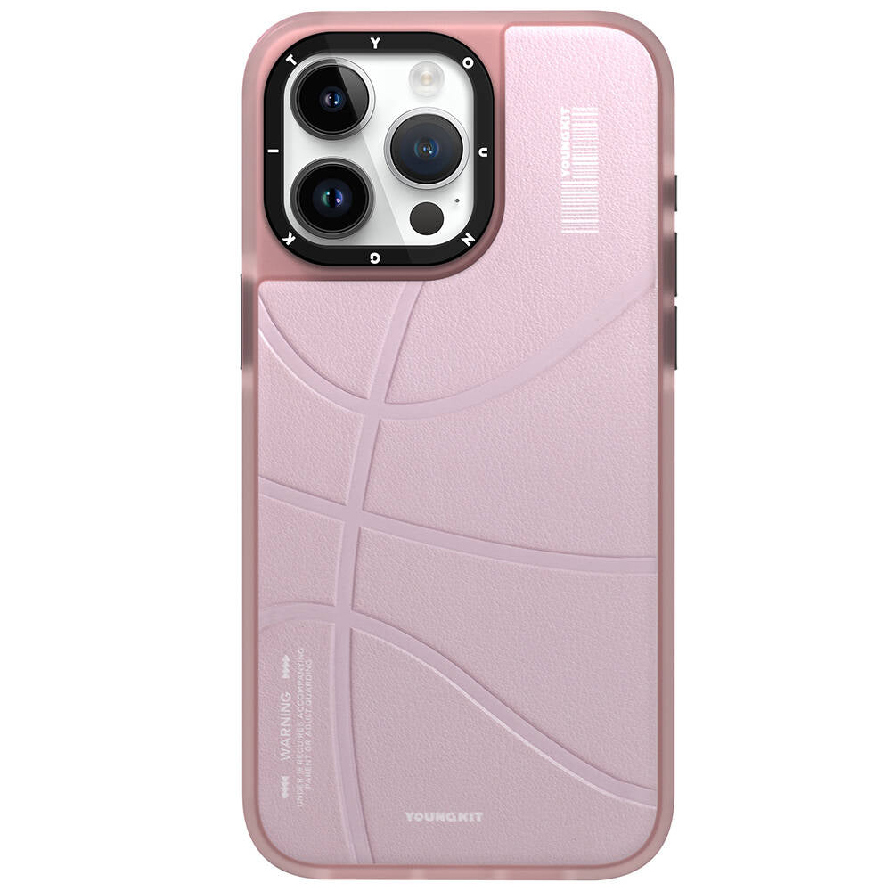 Apple iPhone 15 Pro Case M-safe Charging Feature Youngkit Backboard Series Leather Cover Pink