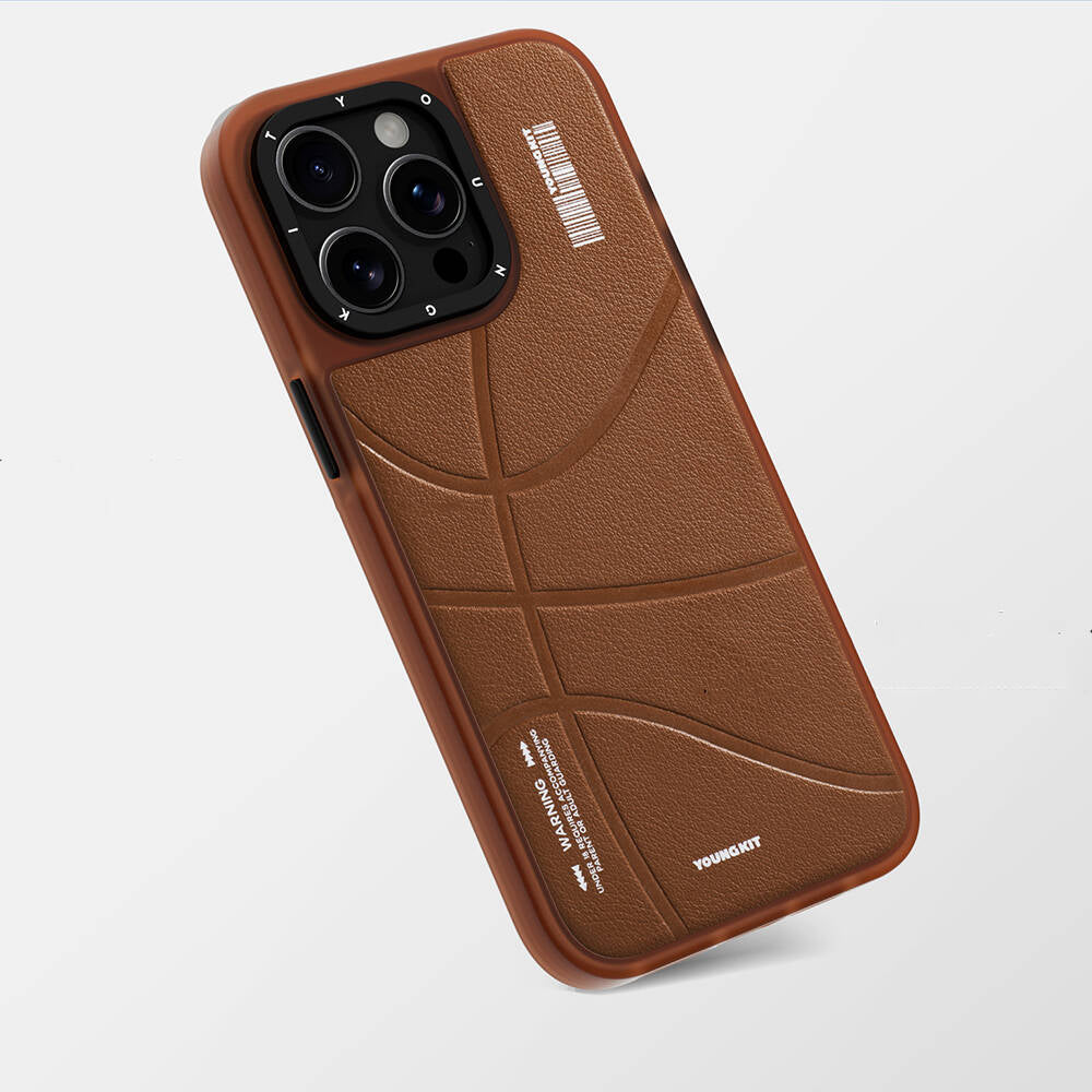 Apple iPhone 15 Pro Case M-safe Charging Feature Youngkit Backboard Series Leather Cover Brown