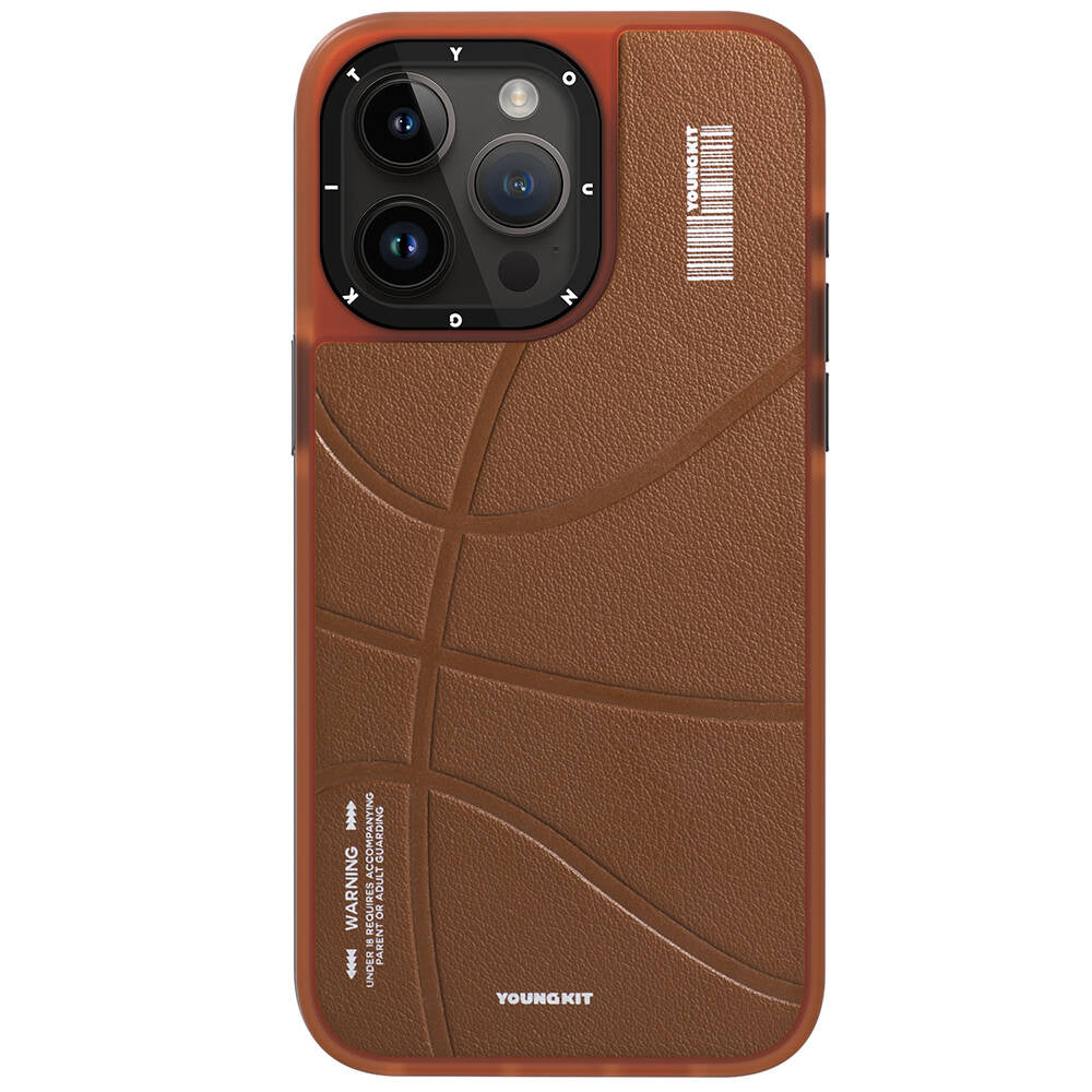 Apple iPhone 15 Pro Case M-safe Charging Feature Youngkit Backboard Series Leather Cover Blue