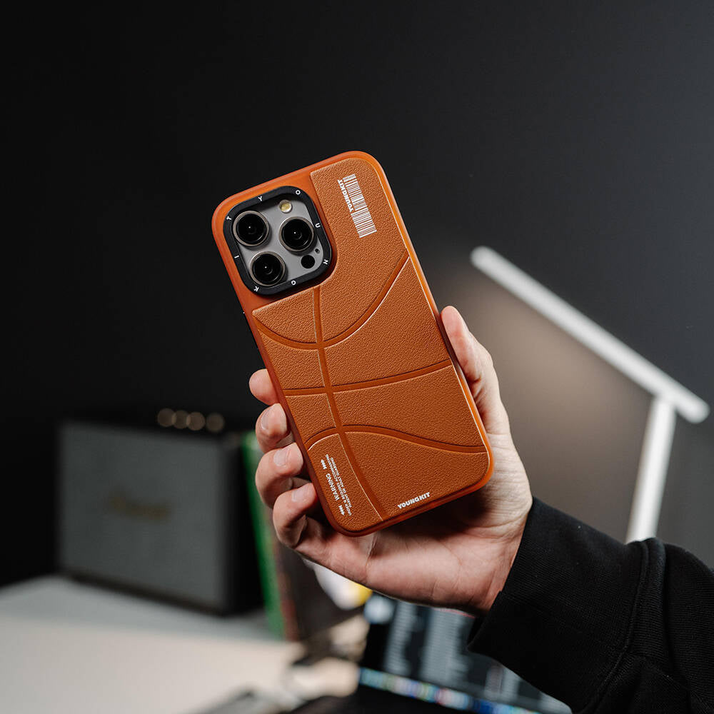 Apple iPhone 15 Pro Case M-safe Charging Feature Youngkit Backboard Series Leather Cover Brown