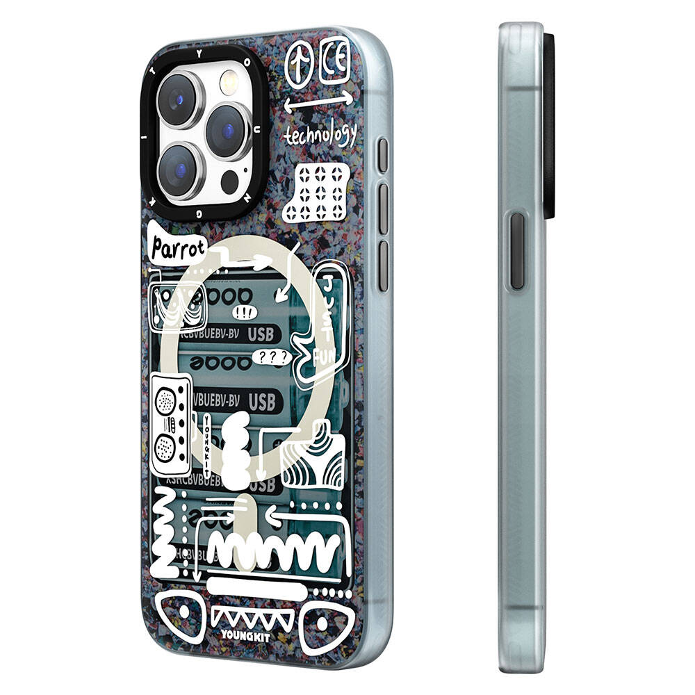 Apple iPhone 15 Pro Case M-safe Charging Feature Youngkit Dark Matter Series Cover Blue