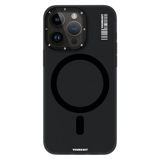 Apple iPhone 15 Pro Kılıf M-safe Şarj Özellikli Youngkit Hidden Sand Serisi Kapak Siyah