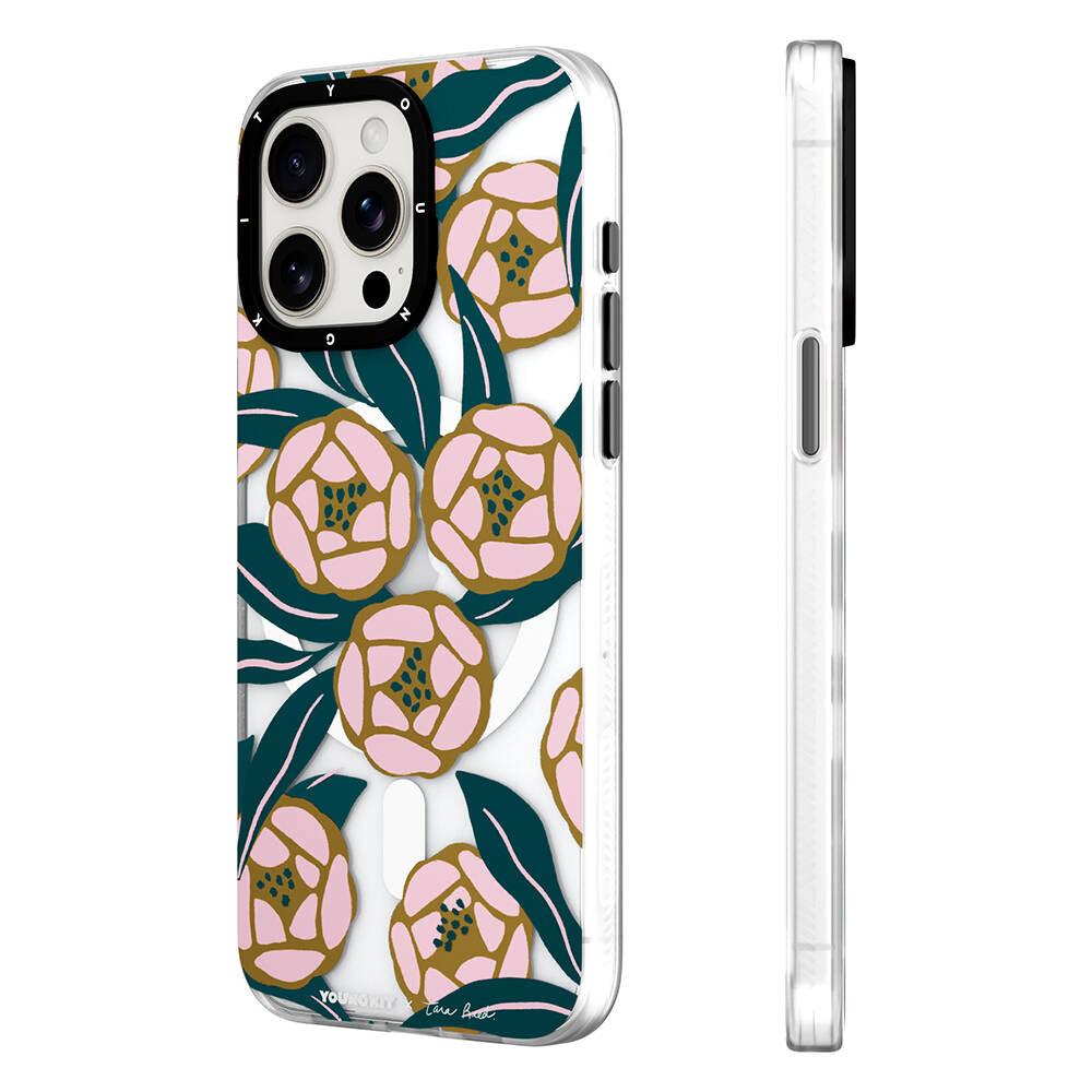 Apple iPhone 15 Pro Case M-safe Charging Feature YoungKit Huagu Series Cover Pink
