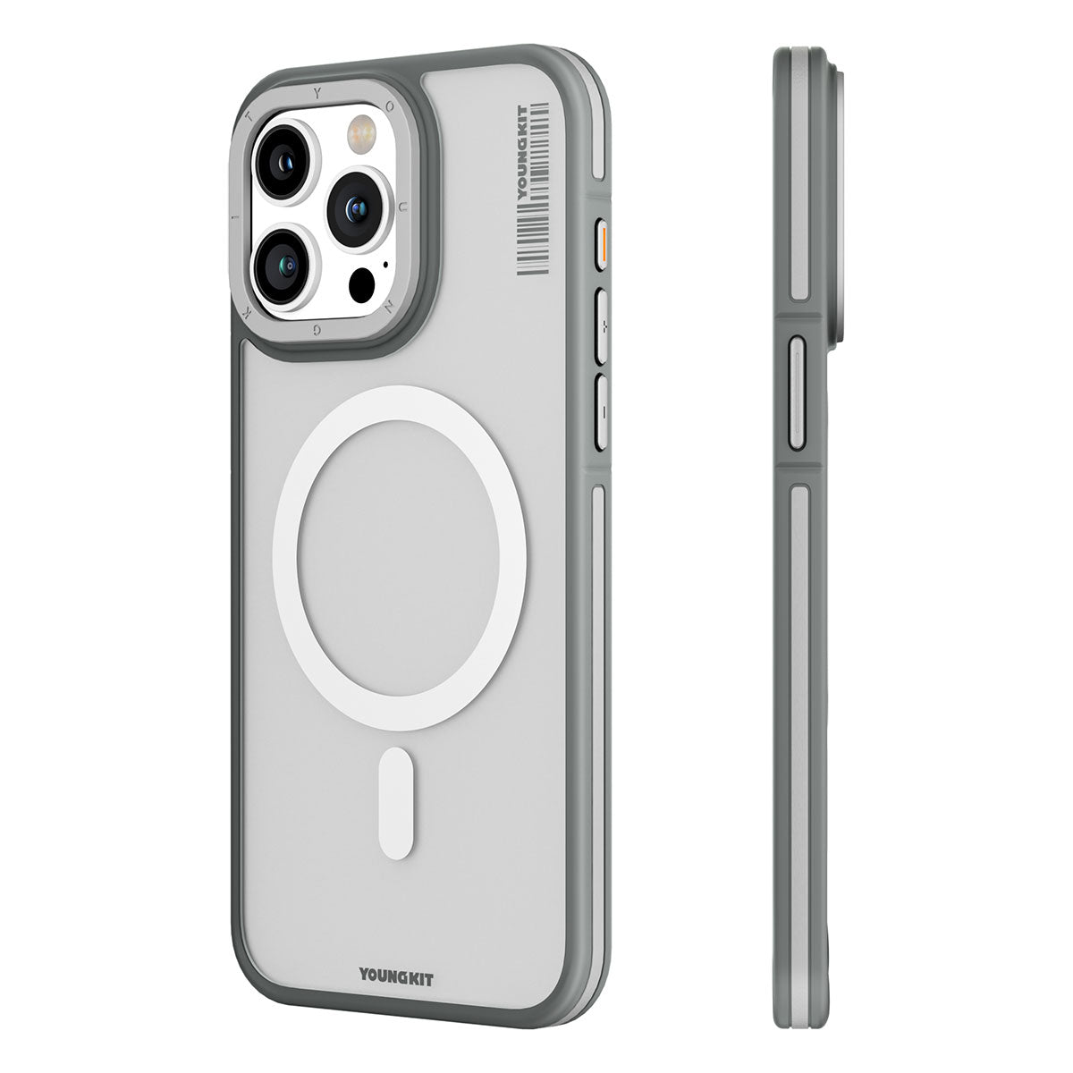 Apple iPhone 15 Pro Case M-safe Charging Feature Youngkit Rock Sand Series Cover Gray