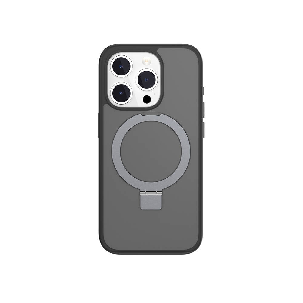 Apple iPhone 15 Pro Kılıf M-safe Şarj Özellikli Yüzük Standlı Lisanslı Switcheasy Magstand-M Kapak Renksiz