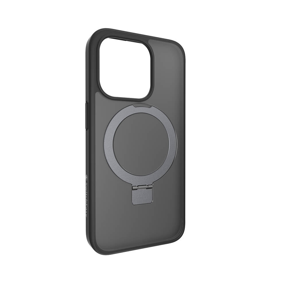 Apple iPhone 15 Pro Kılıf M-safe Şarj Özellikli Yüzük Standlı Lisanslı Switcheasy Magstand-M Kapak Renksiz