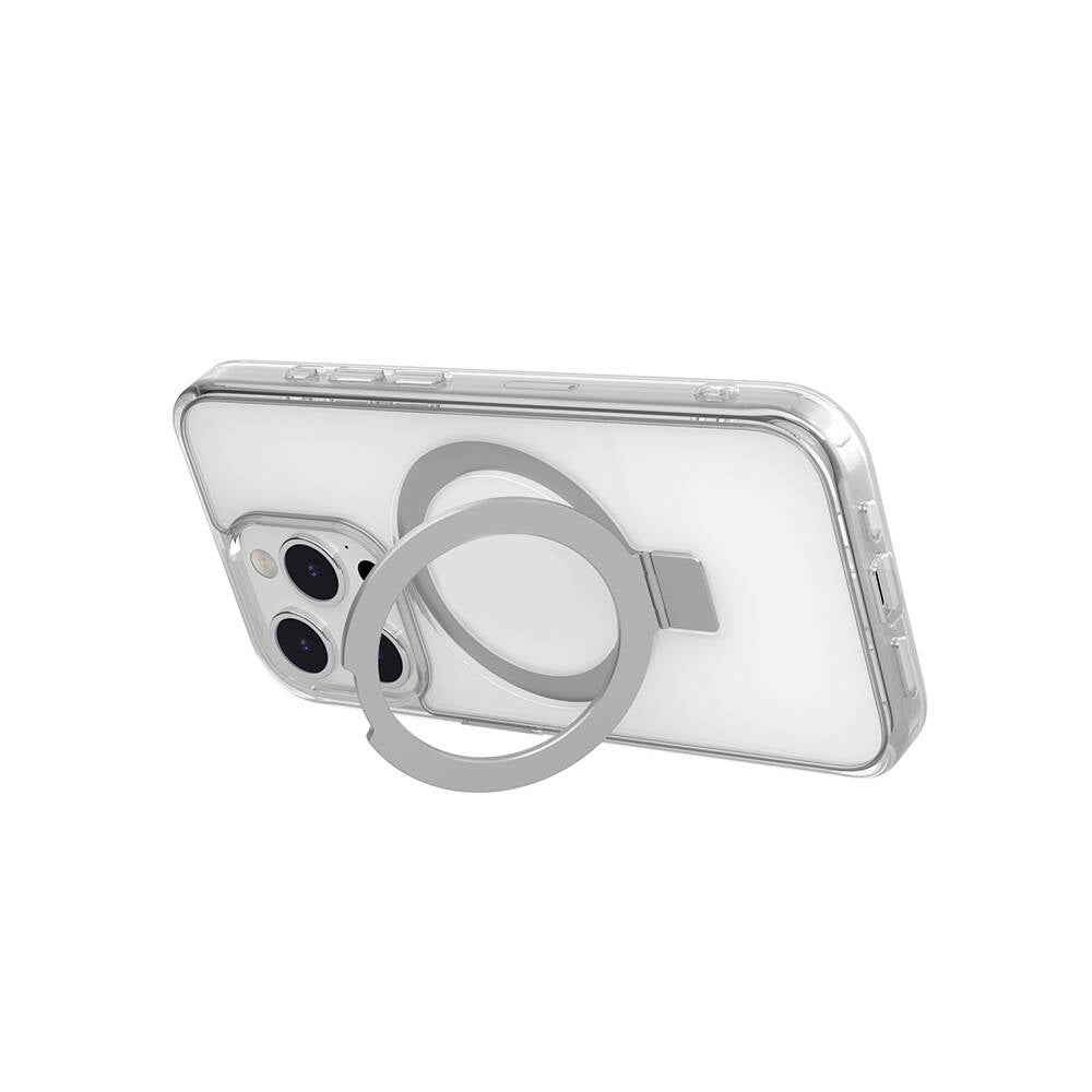 Apple iPhone 15 Pro Kılıf M-safe Şarj Özellikli Yüzük Standlı Lisanslı Switcheasy Magstand-M Kapak Renksiz