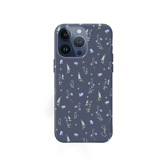 Apple iPhone 15 Pro Case Mini Meadow Flowers Patterned Coehl Prairie Cover Navy Blue