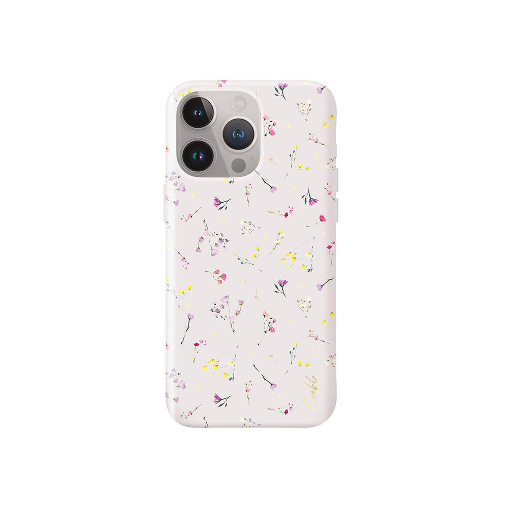 Apple iPhone 15 Pro Case Mini Meadow Flowers Patterned Coehl Prairie Cover Pink Light