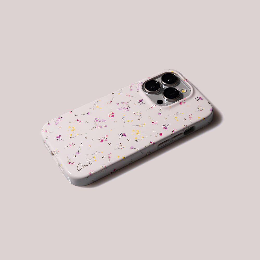 Apple iPhone 15 Pro Case Mini Meadow Flowers Patterned Coehl Prairie Cover Navy Blue