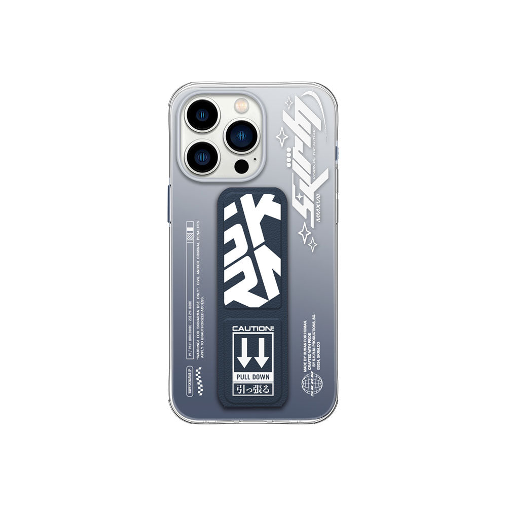 Apple iPhone 15 Pro Case SkinArma Transparent Color Transition Airbag Design Stand Cosmo Cover Gray