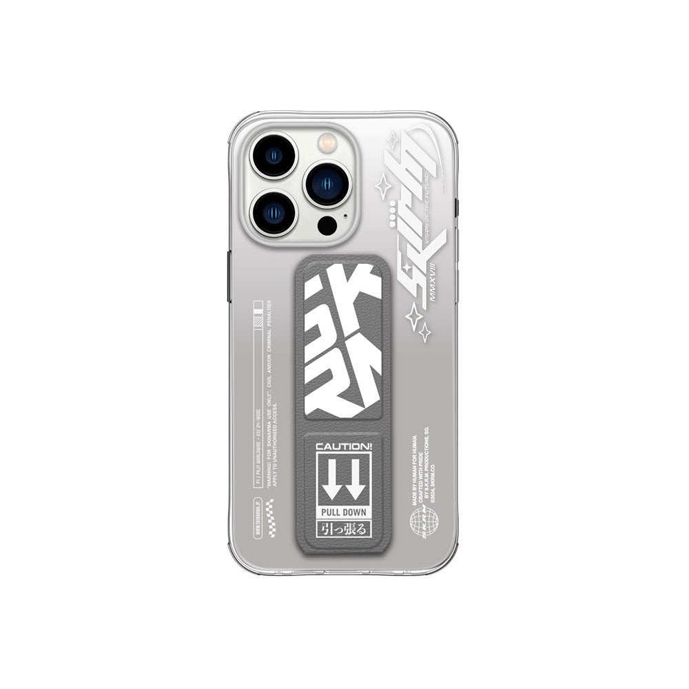 Apple iPhone 15 Pro Case SkinArma Transparent Color Transition Airbag Design Stand Cosmo Cover Gray