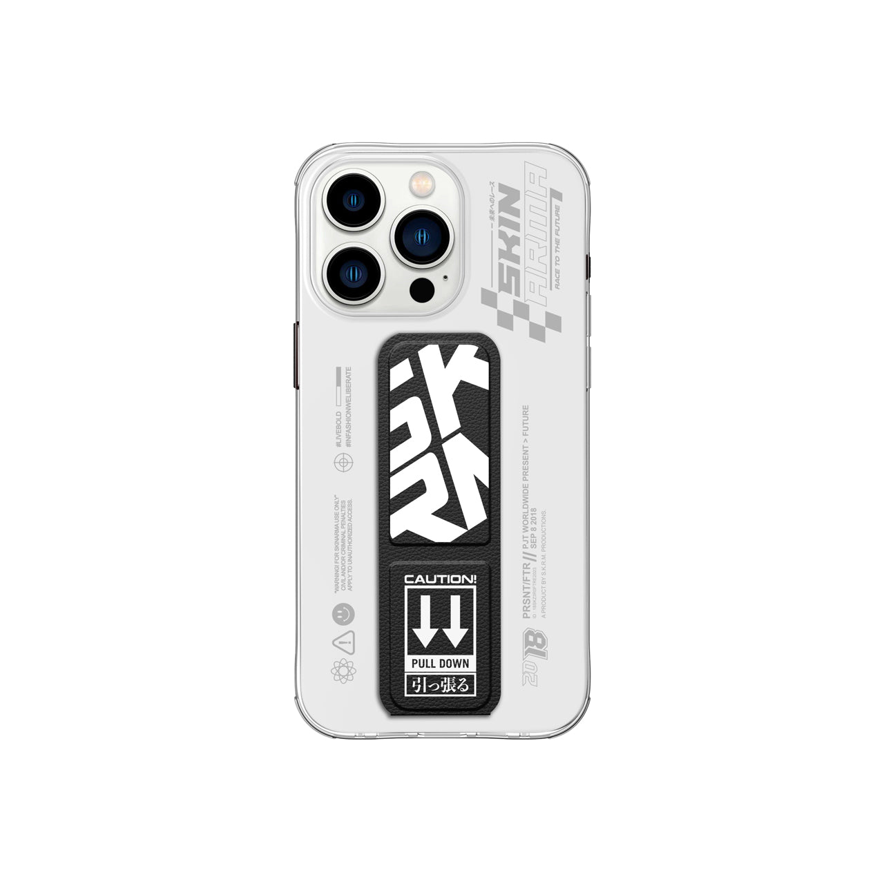 Apple iPhone 15 Pro Case SkinArma Stand Transparent Design Apex Cover Black