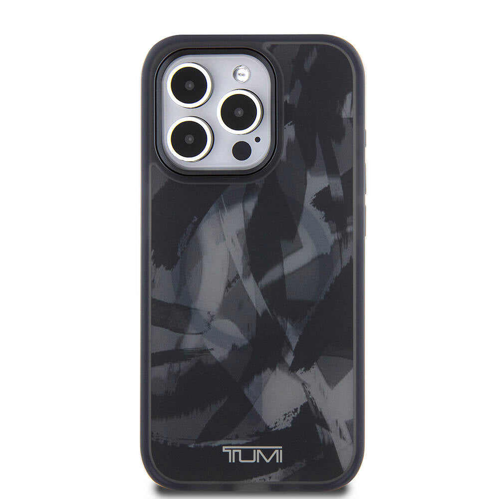 Apple iPhone 15 Pro Kılıf TUMI Orjinal Lisanslı M-safe Şarj Özellikli Buzlanmış Saydam Fırça Kamuflajı Desenli Kapak Yeşil