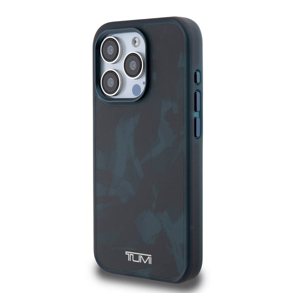 Apple iPhone 15 Pro Case TUMI Original Licensed M-safe Charging Feature Frosted Transparent Brush Camouflage Patterned Cover Black
