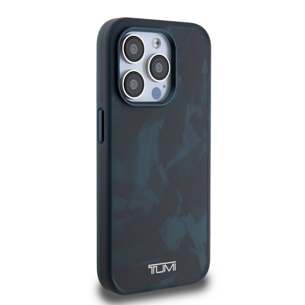 Apple iPhone 15 Pro Case TUMI Original Licensed M-safe Charging Feature Frosted Transparent Brush Camouflage Patterned Cover Black