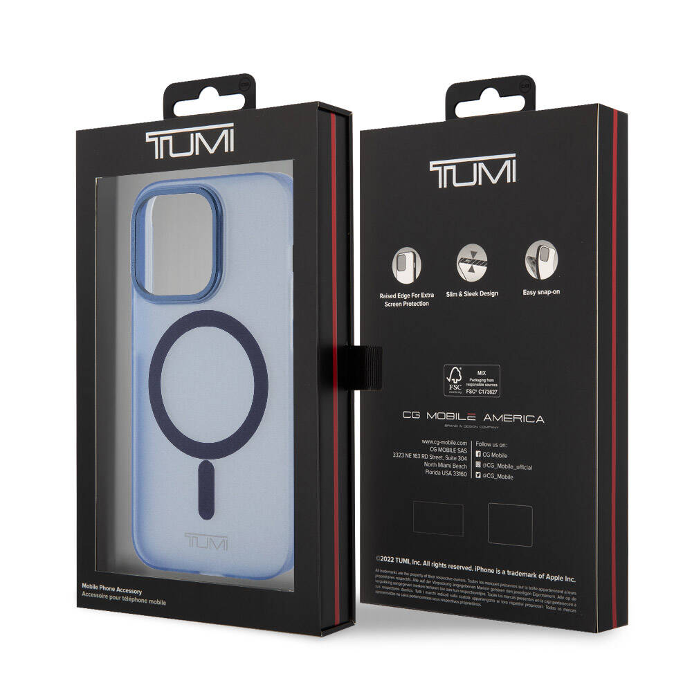Apple iPhone 15 Pro Case TUMI Original Licensed M-safe Charging Feature Frosted Matte Cover Blue