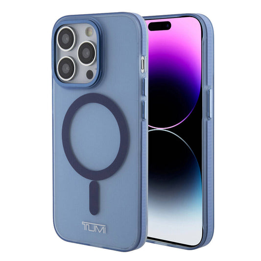 Apple iPhone 15 Pro Kılıf TUMI Orjinal Lisanslı M-safe Şarj Özellikli Buzlu Mat Kapak Mavi