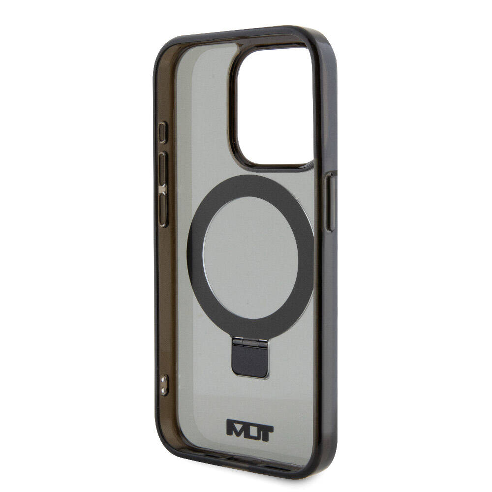 Apple iPhone 15 Pro Case TUMI Original Licensed M-safe Charging Feature PC TPU Metal Logo Ring Stand Cover Black