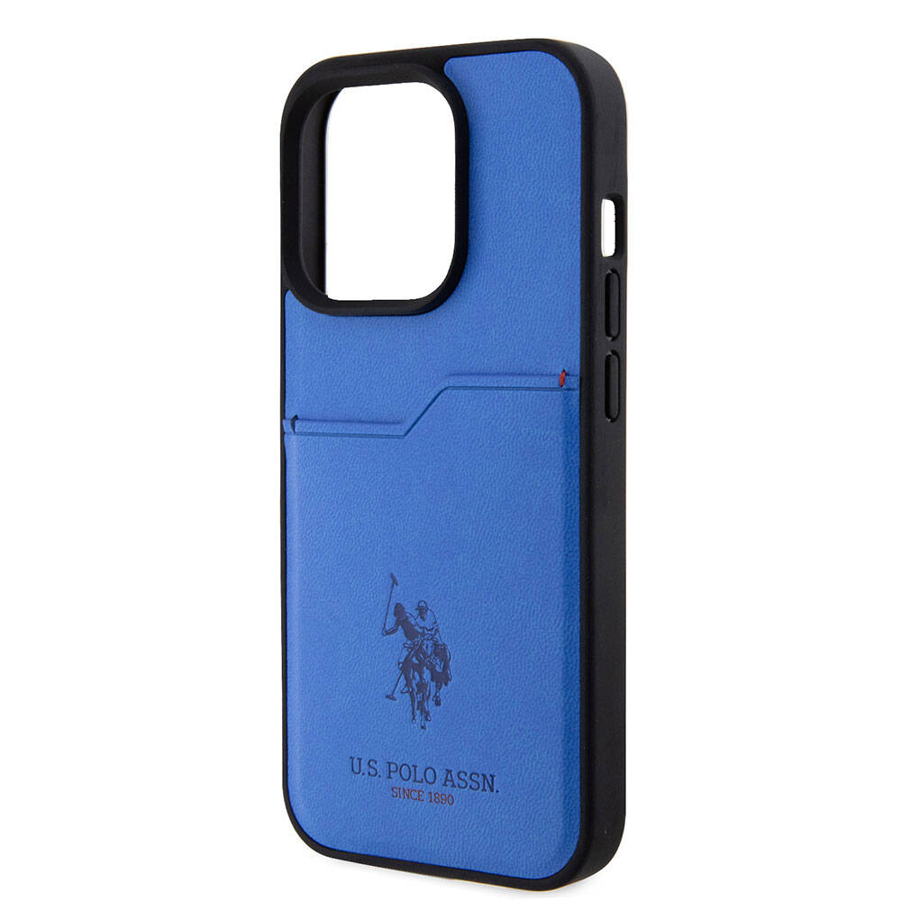 Apple iPhone 15 Pro Case US Polo Assn. Original Licensed Printed Logo PU Card Holder Cover Black