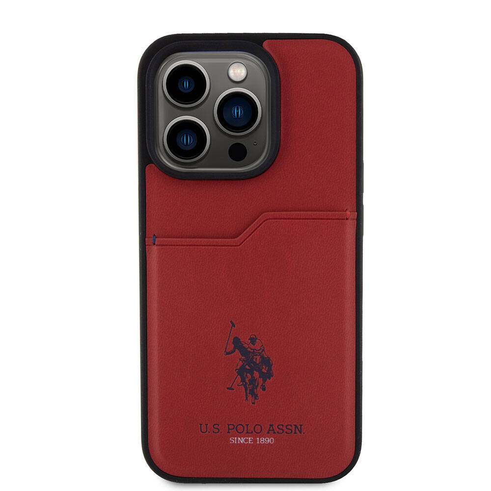 Apple iPhone 15 Pro Case US Polo Assn. Original Licensed Printed Logo PU Card Holder Cover Blue