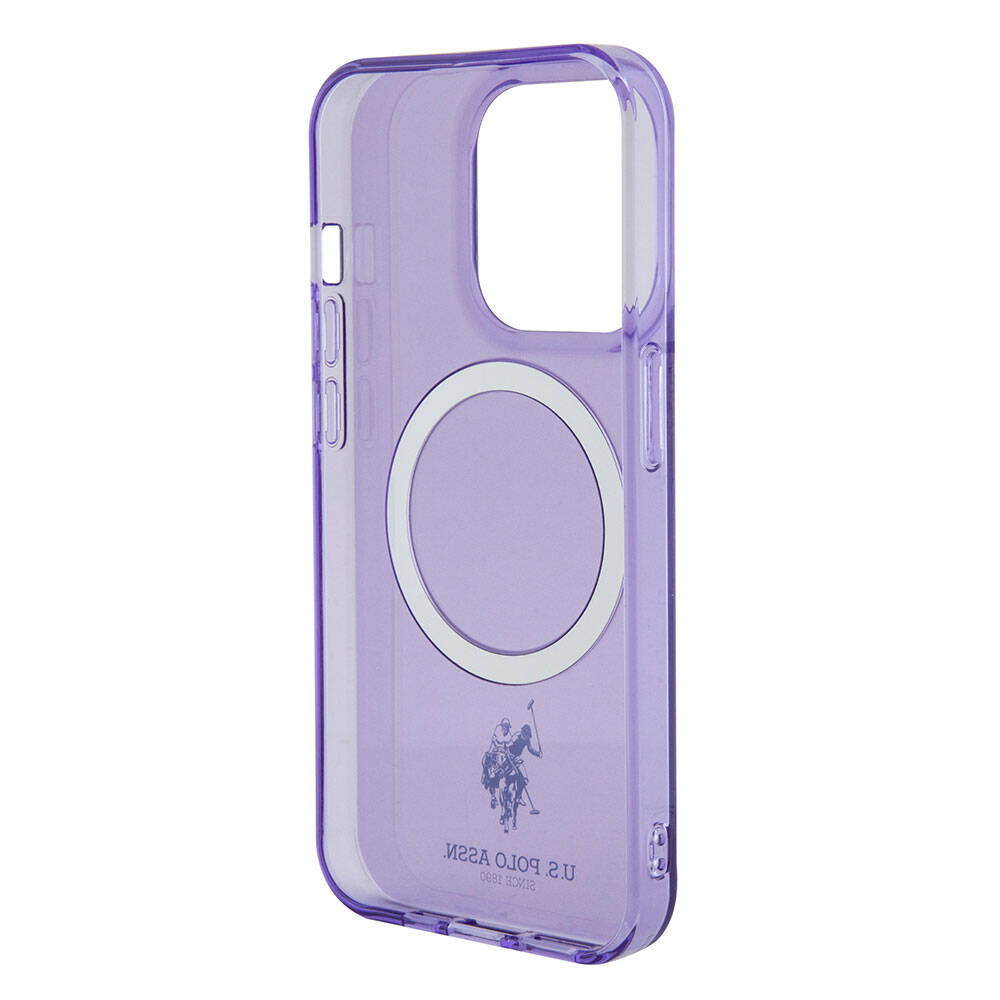 Apple iPhone 15 Pro Case US Polo Assn. Original Licensed M-safe Charging Transparent Design Cover Pink