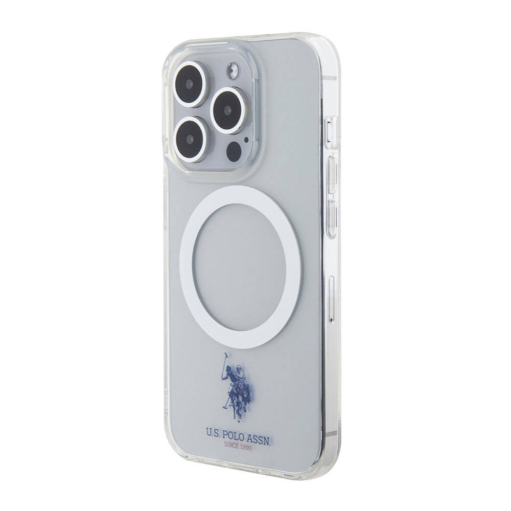 Apple iPhone 15 Pro Case US Polo Assn. Original Licensed M-safe Charging Feature Transparent Design Cover Colorless
