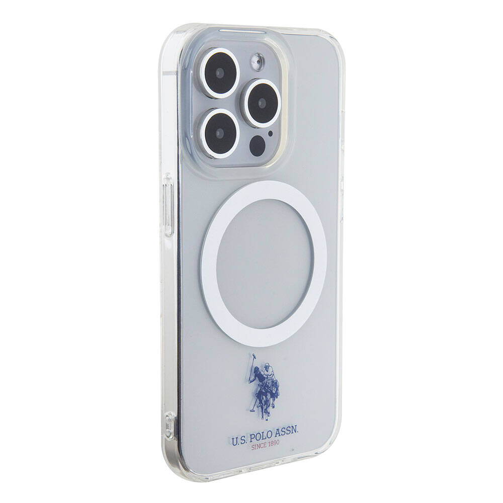 Apple iPhone 15 Pro Case US Polo Assn. Original Licensed M-safe Charging Feature Transparent Design Cover Colorless