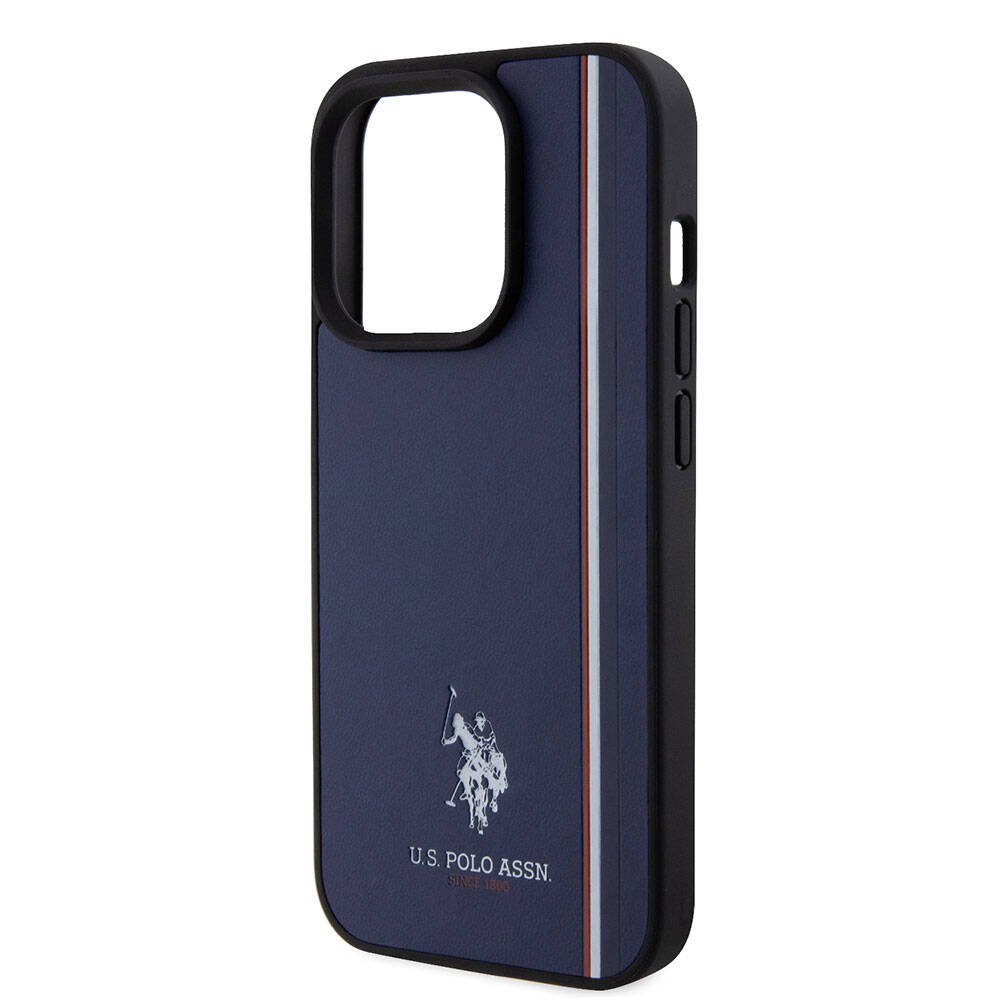 Apple iPhone 15 Pro Case US Polo Assn. Original Licensed Three Color Stripe Design Print Logo Cover Red