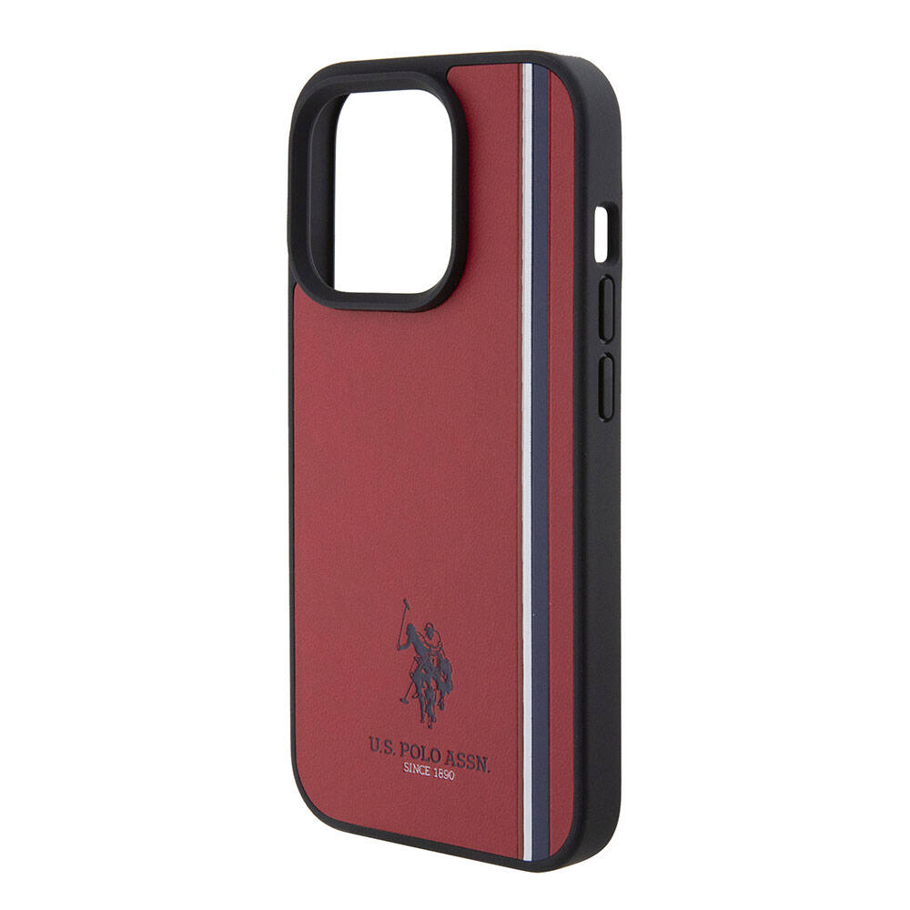 Apple iPhone 15 Pro Case US Polo Assn. Original Licensed Three-Color Stripe Design Print Logo Cover Navy Blue