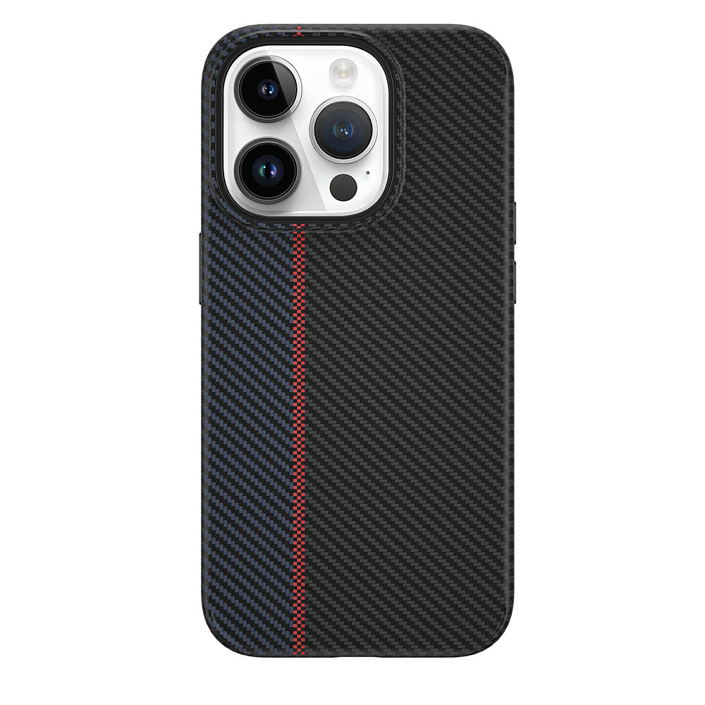 Apple iPhone 15 Pro Case Wiwu LCC-107 Carbon Fiber M-safe Charging Feature Camera Protection Cabon Cover Black