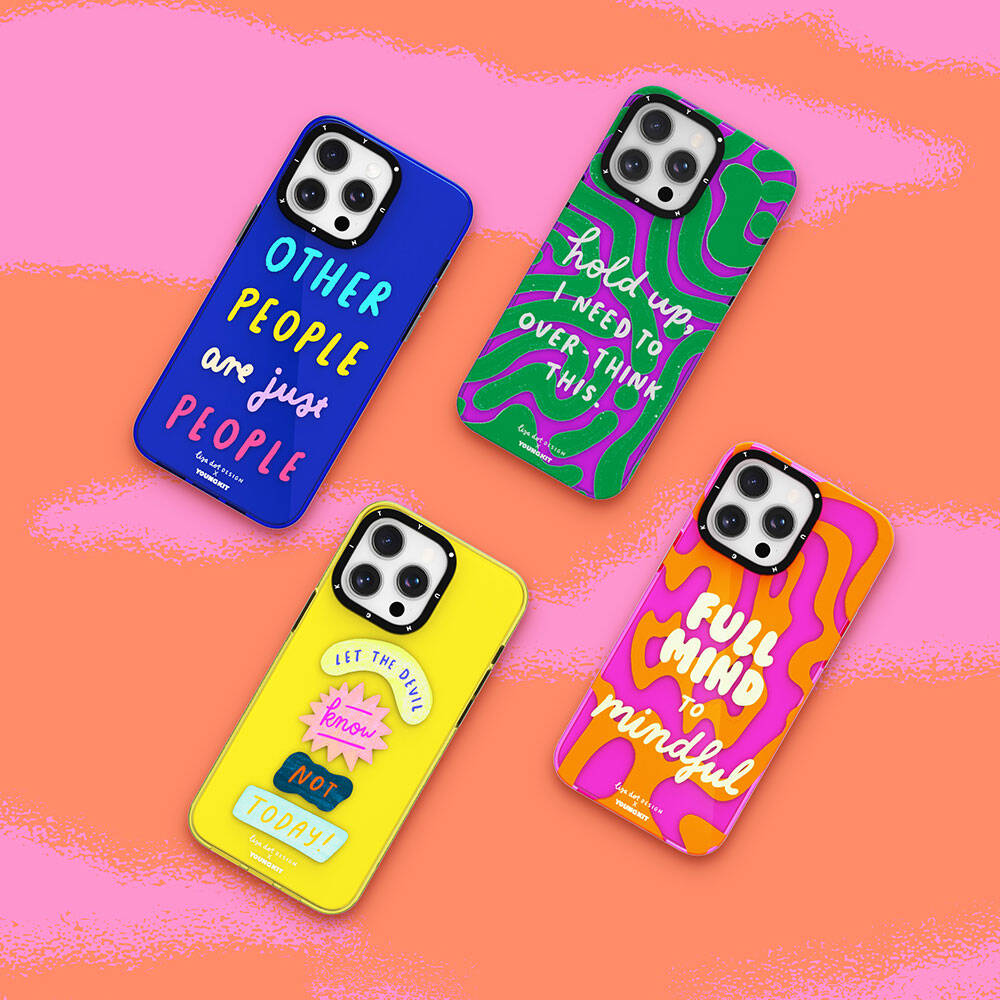 Apple iPhone 15 Pro Case Text Patterned Youngkit Mindfulness Series Cover Purple