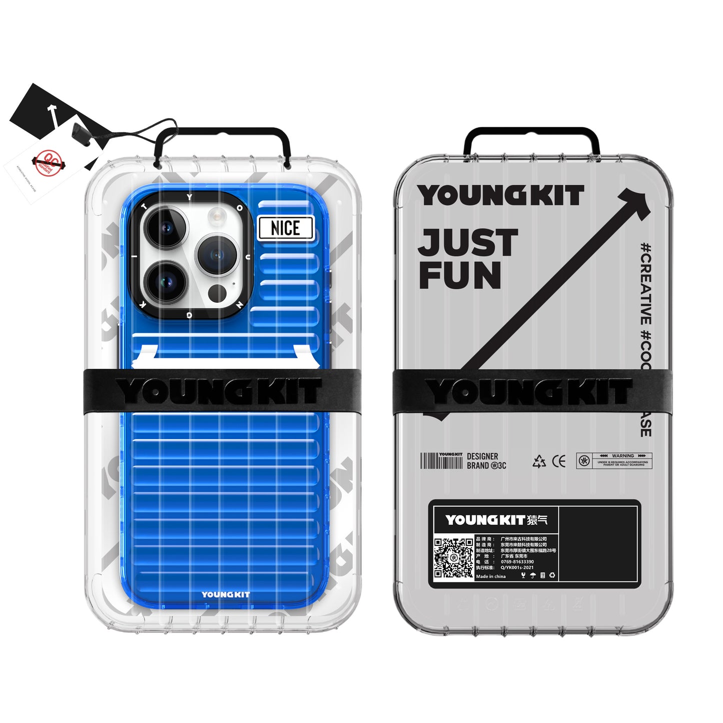 Apple iPhone 15 Pro Case YoungKit Luggage FireFly Series Cover Sierra Blue