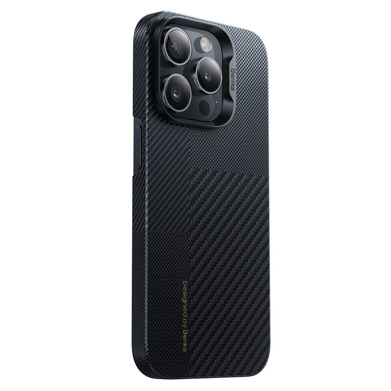 Apple iPhone 15 Pro Carbon Fiber Benks Montage ArmorAir Kevlar Cover Black with M-safe Charging