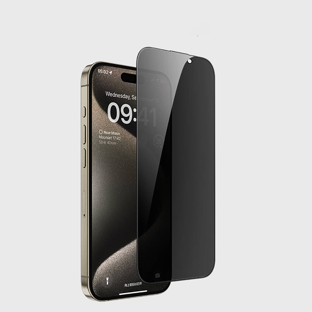 Apple iPhone 15 Pro Max Casebang Privacy Hayalet Ekran Koruyucu + Kolay Uygulama Aparatı Siyah