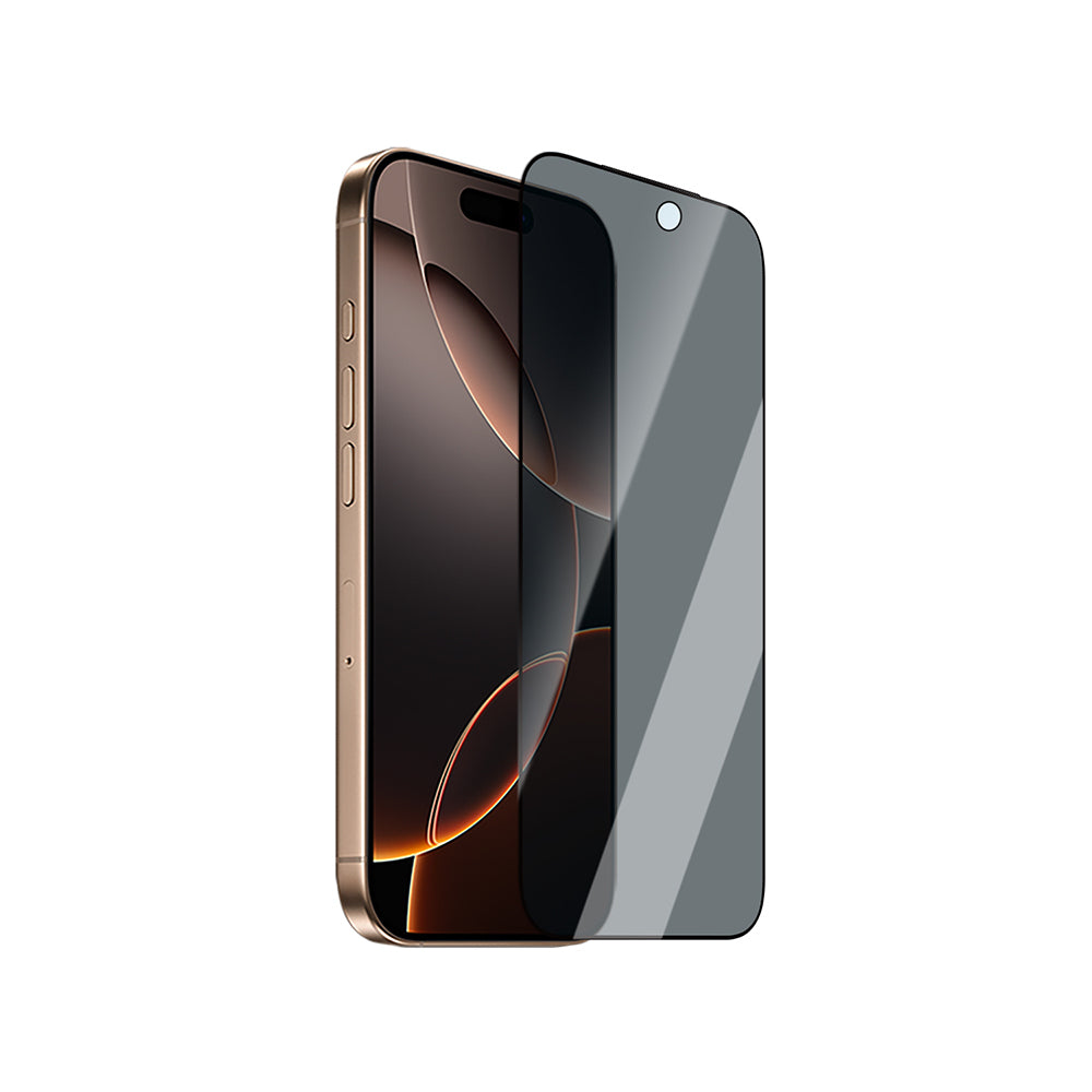 Apple iPhone 15 Pro Max CaseWorld Applicator Serisi 2.5D Eyesafe Mavi Işık Teknolojili 0.33mm Privacy Temperli Cam Ekran Koruyucu + Uygulama Aparatı Siyah