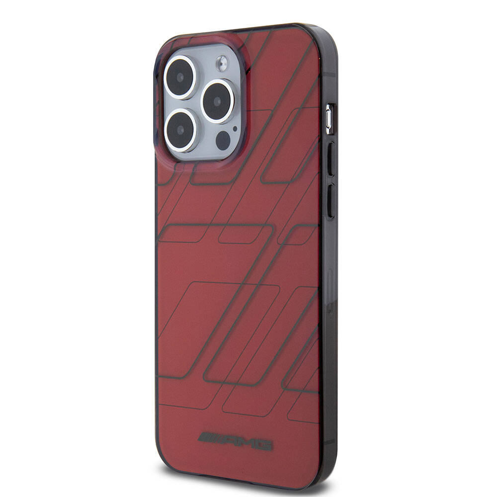 Apple iPhone 15 Pro Max Case AMG Original Licensed Dual Layer Rectangular Patterned Cover Red