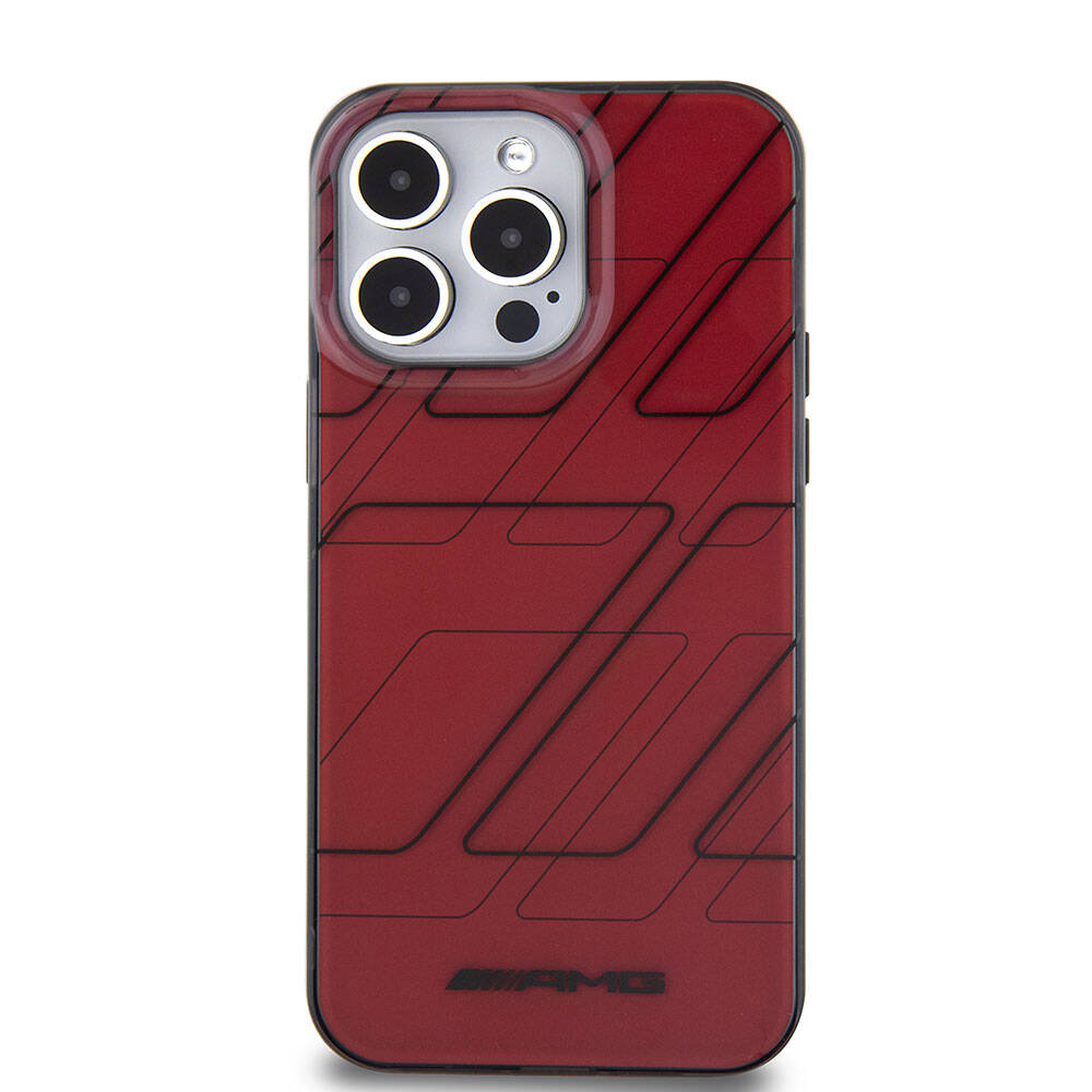 Apple iPhone 15 Pro Max Case AMG Original Licensed Dual Layer Rectangular Patterned Cover Red