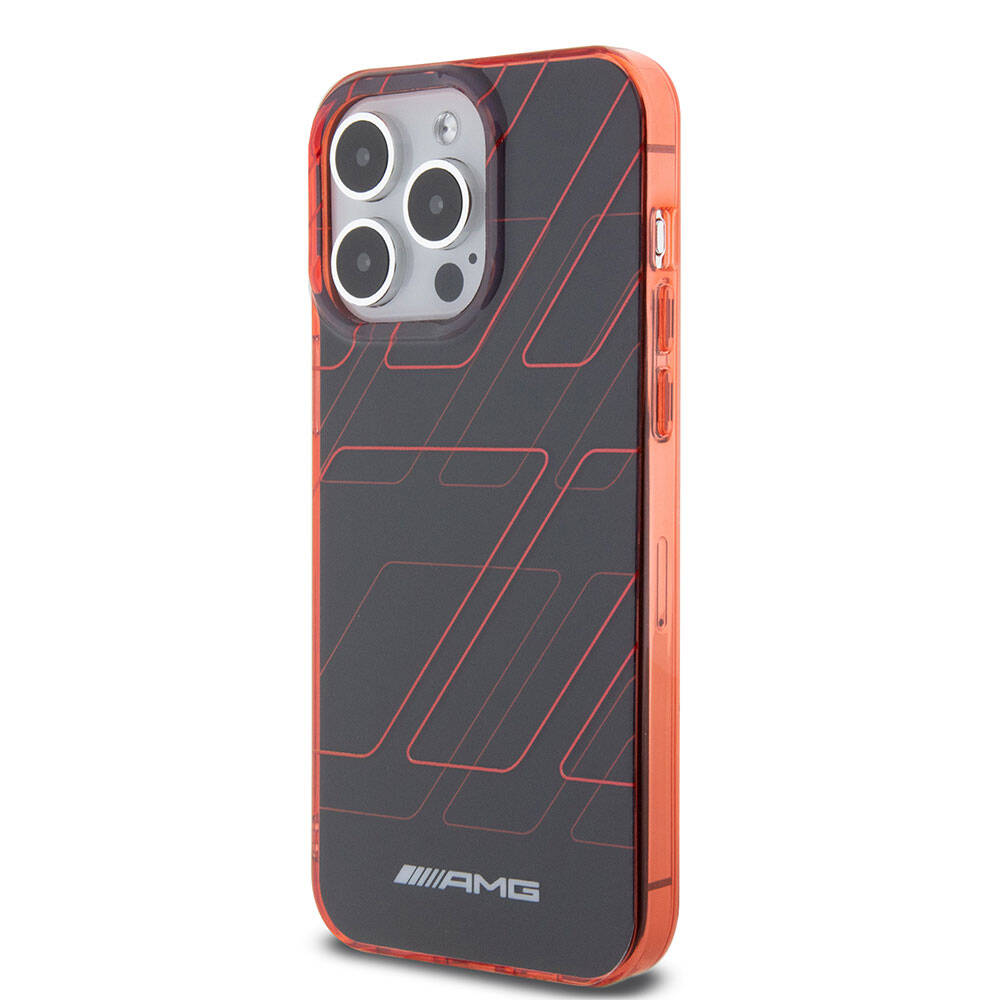 Apple iPhone 15 Pro Max Case AMG Original Licensed Dual Layer Rectangular Patterned Cover Red