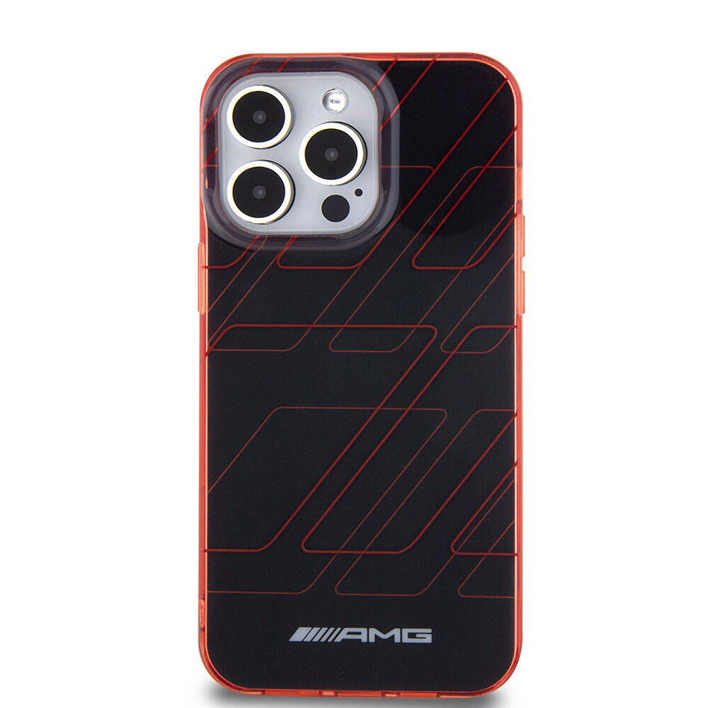 Apple iPhone 15 Pro Max Case AMG Original Licensed Dual Layer Rectangular Patterned Cover Red