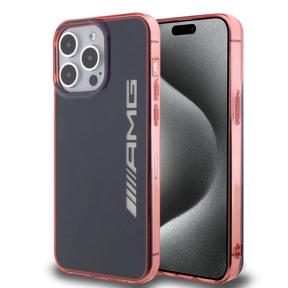 Apple iPhone 15 Pro Max Case AMG Original Licensed Dual Layer Transparent Large Logo Cover Black