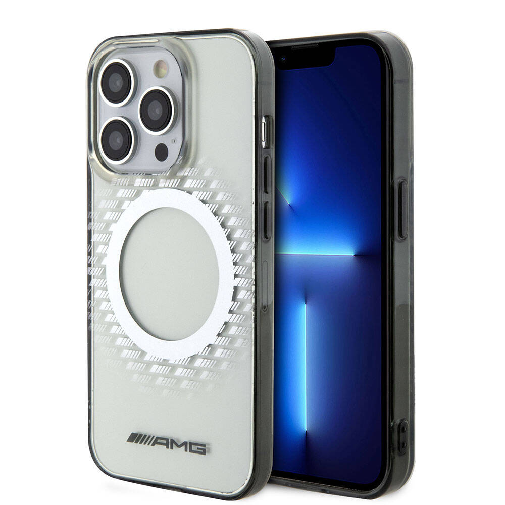 Apple iPhone 15 Pro Max Case AMG Original Licensed M-safe Charging Feature Rhombus Patterned Transparent Cover Colorless