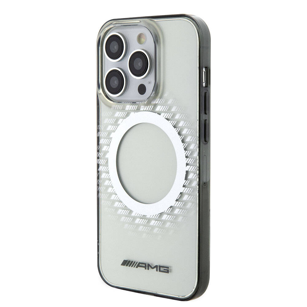 Apple iPhone 15 Pro Max Case AMG Original Licensed M-safe Charging Feature Rhombus Patterned Transparent Cover Colorless