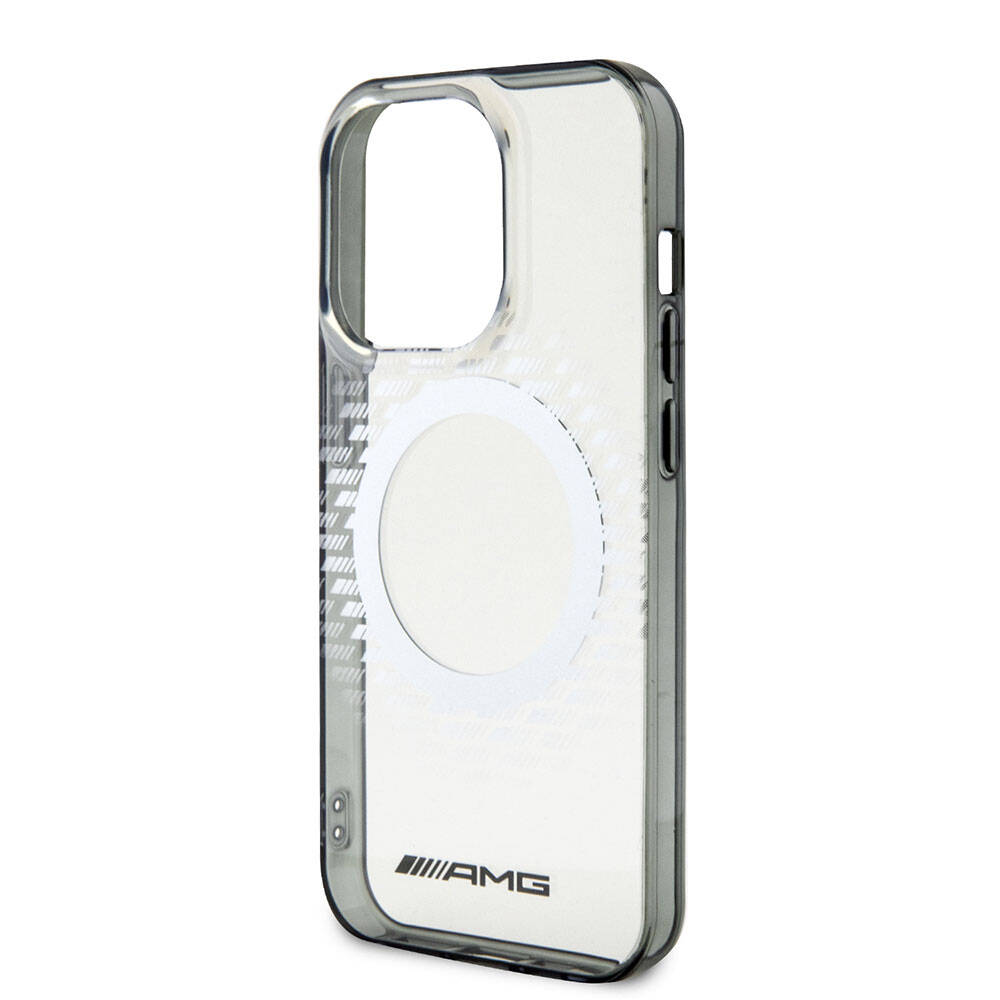 Apple iPhone 15 Pro Max Case AMG Original Licensed M-safe Charging Feature Rhombus Patterned Transparent Cover Colorless
