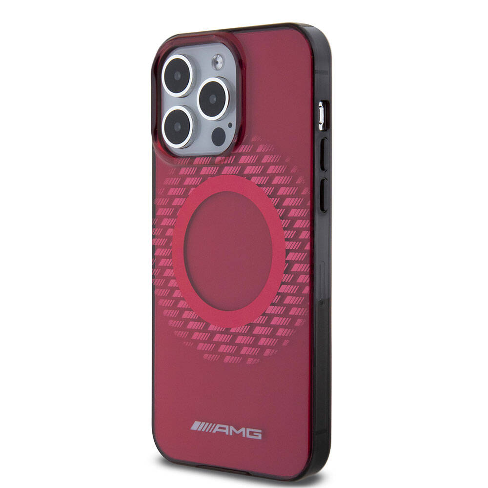 Apple iPhone 15 Pro Max Case AMG Original Licensed M-safe Charging Feature Rhombus Patterned Transparent Cover Colorless