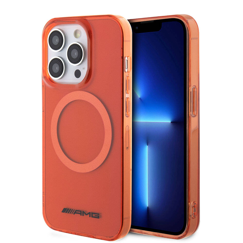 Apple iPhone 15 Pro Max Case AMG Original Licensed Transparent Cover with M-safe Charging Feature Red
