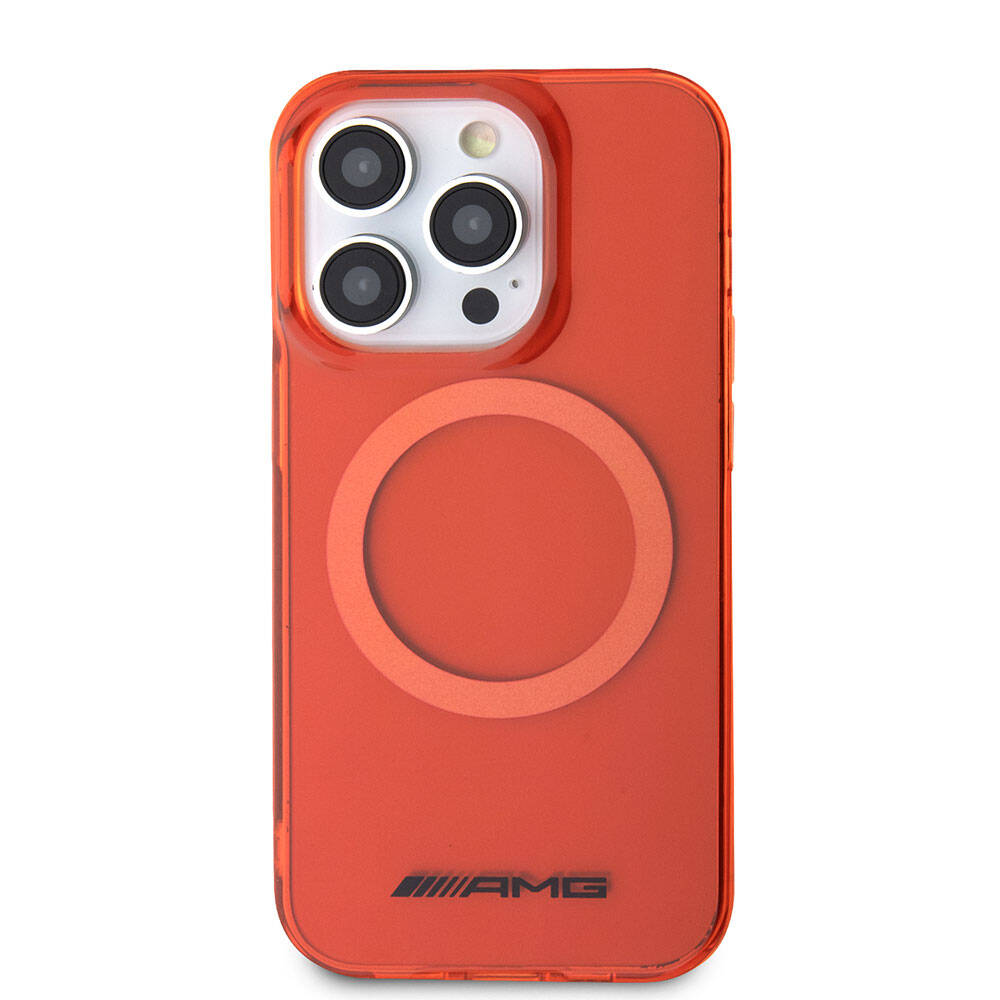 Apple iPhone 15 Pro Max Case AMG Original Licensed Transparent Cover with M-safe Charging Feature Red