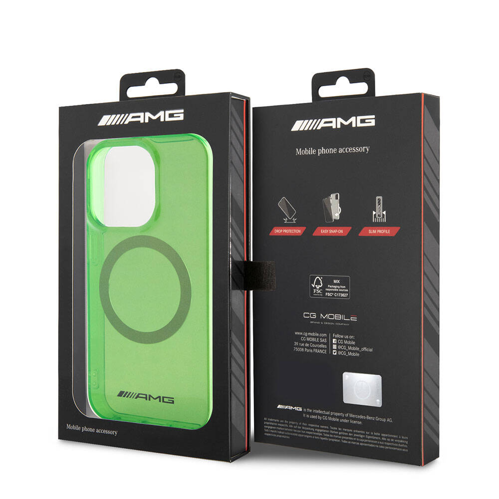 Apple iPhone 15 Pro Max Case AMG Original Licensed Transparent Cover with M-safe Charging Feature Red