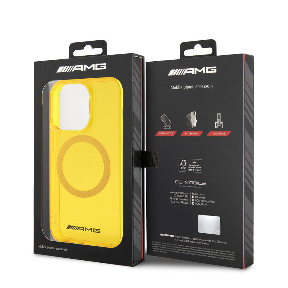 Apple iPhone 15 Pro Max Case AMG Original Licensed Transparent Cover with M-safe Charging Feature Red
